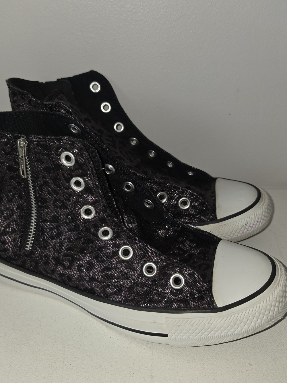 Converse Chuck Taylor All Star High Top Sneakers Black Leopard Print